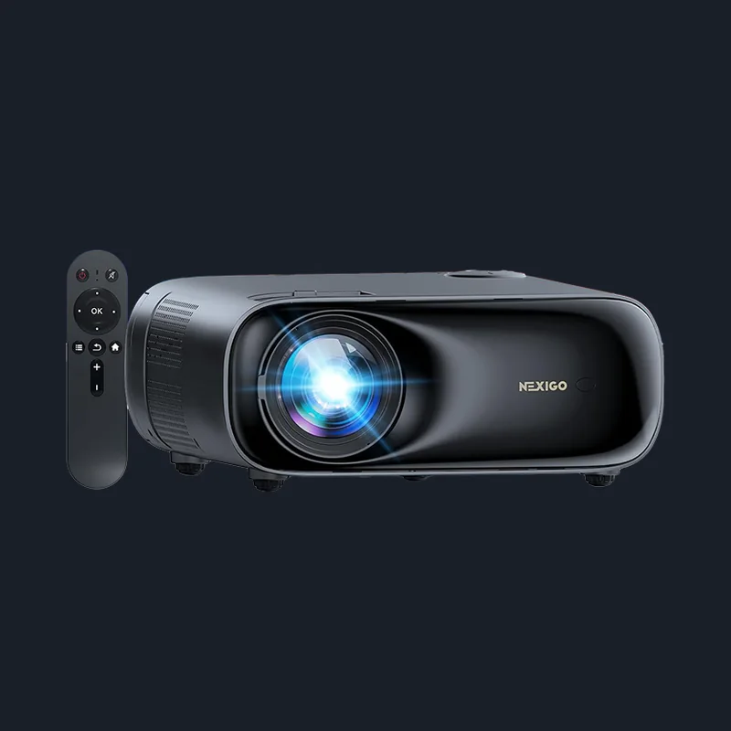 NexiGo PJ40 Google TV projector for displaying 4K Framic window views in the living room