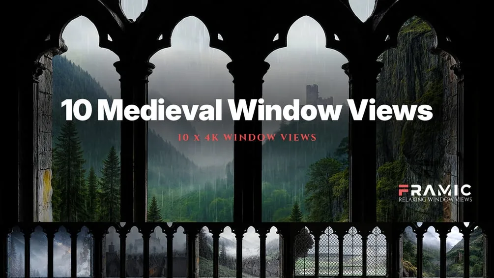 4K Medieval Window Views - 10-Pack | Cozy Castle Ambience for TV, Projector & Sleep
