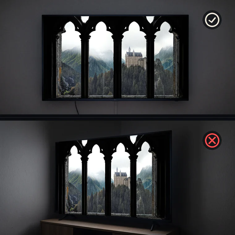 Step 1: Mount or place the TV like a window